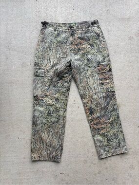 Cabelas Seclusion 3D Camo Cargo Pants Mens 34x30 Adjustable Waist Utility Outdoo
